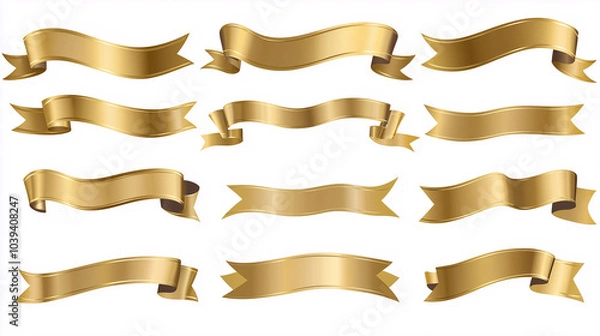 Obraz gold ribbon set