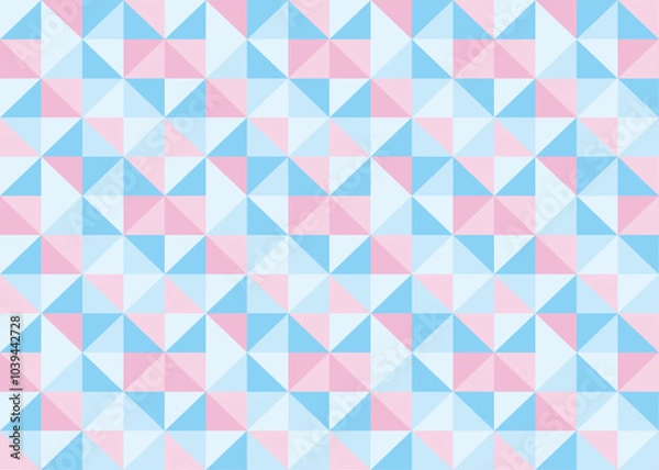Fototapeta 幾何学模様のモザイクイラスト　ピンク　水色