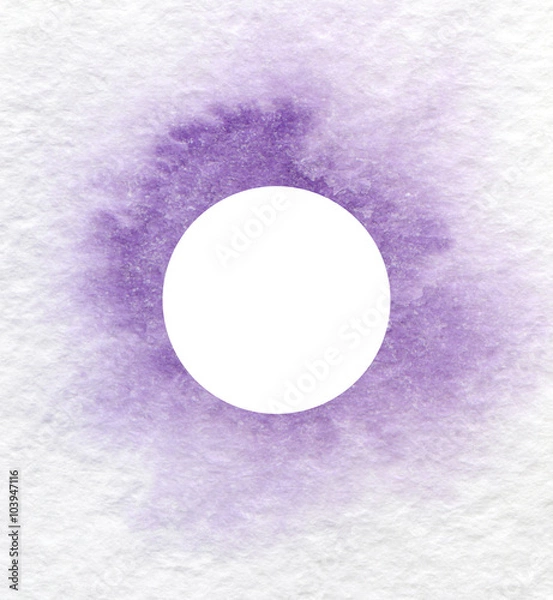 Fototapeta Round frame of blot the wet watercolor on textured paper