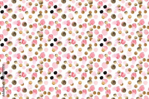 Obraz pink and gold dots seamless texture pattern. background for cloth