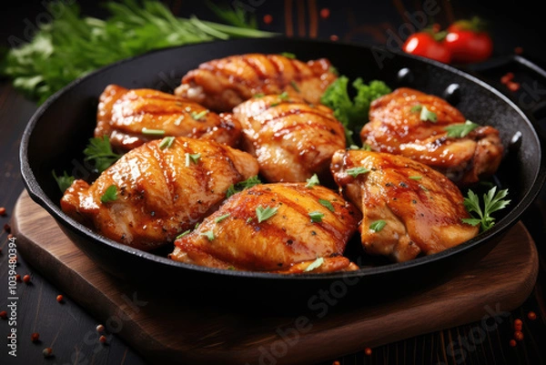 Obraz generated illustration of raw and marinated chicken tight