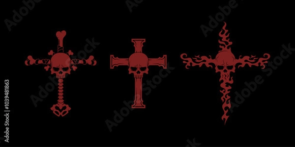 Obraz SKULL ILLUSTRATION SKULL ON THE CROSS