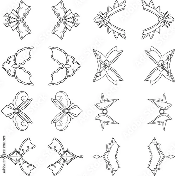 Obraz Decorative lace frames design set isolated on white background. Vector illustration.