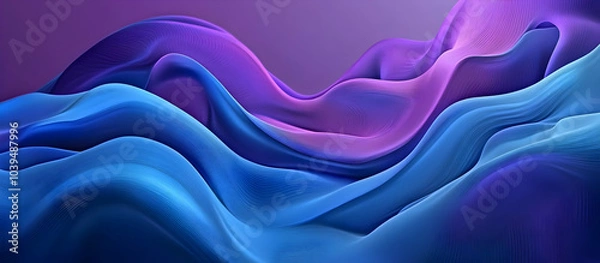 Fototapeta Colorful Waves in Blue and Purple Tones