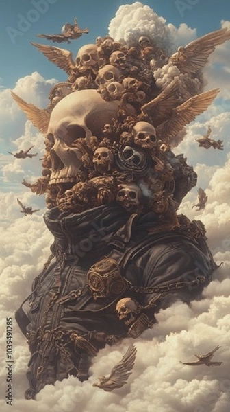 Fototapeta Mysterious Skull Art with Surreal Elements