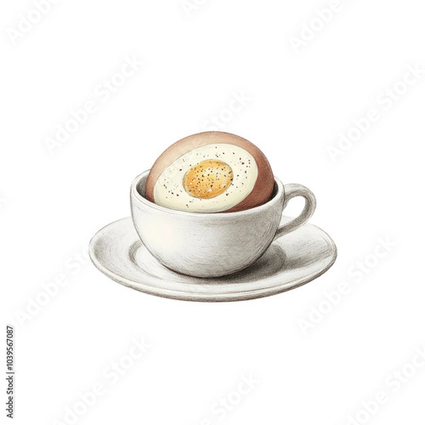 Fototapeta Boiled Egg in a Cup Illustration