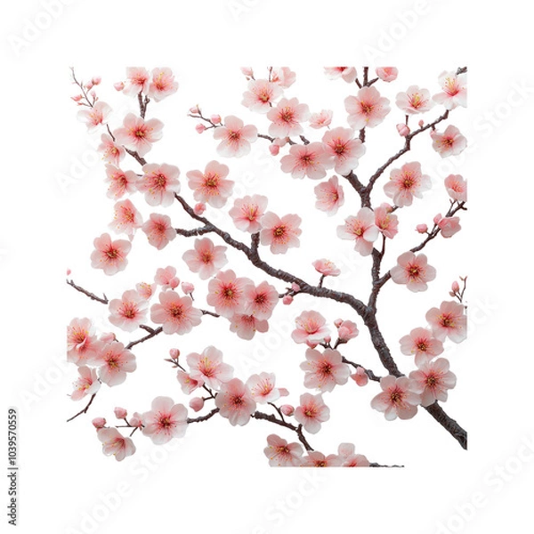 Obraz Pink Cherry Blossom Branches on Transparent background