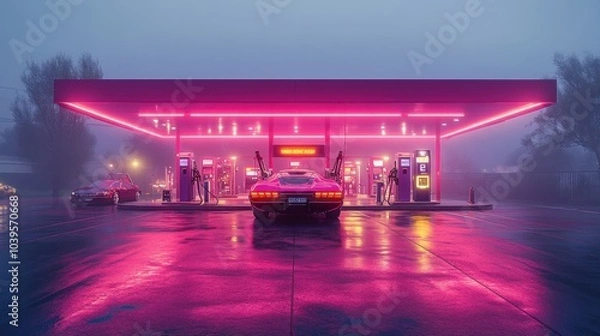 Obraz Neon Gas Station