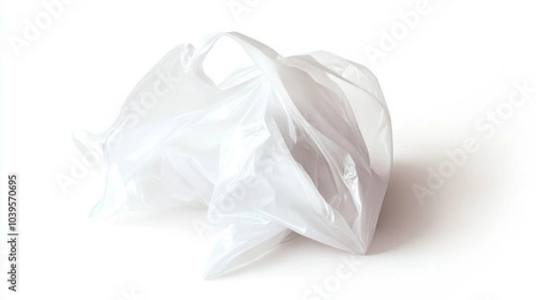 Obraz Folded plastic bag with clean, sharp edges, isolated on white background