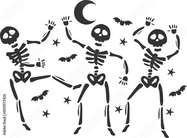 Fototapeta Moon Light Dancing Skeletons - Halloween
