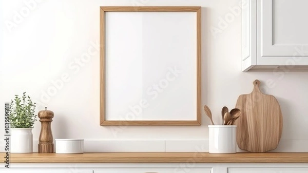Fototapeta Scandinavian Style Kitchen with an Empty Space Awaiting Personal Touches and Stylish D?cor