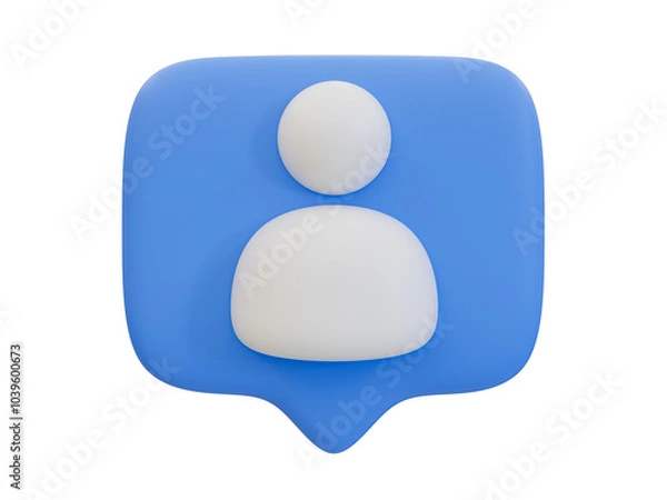 Fototapeta 3D illustration of a blue profile icon, symbolizing user identity, account profile, or social media user.