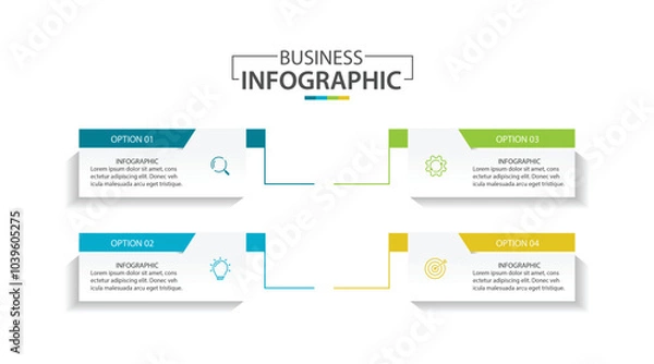 Fototapeta Timeline infographic template. 4 Step timeline journey, vector illustration