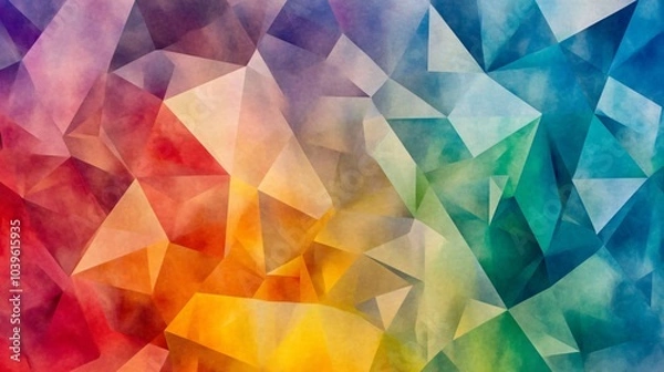 Obraz Abstract geometric background in red, orange, yellow, green, blue and purple tones.