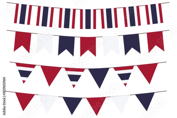 Fototapeta Flag of Thailand bunting vector illustration isolated on white background flat design elements for decoration png transparent background. 