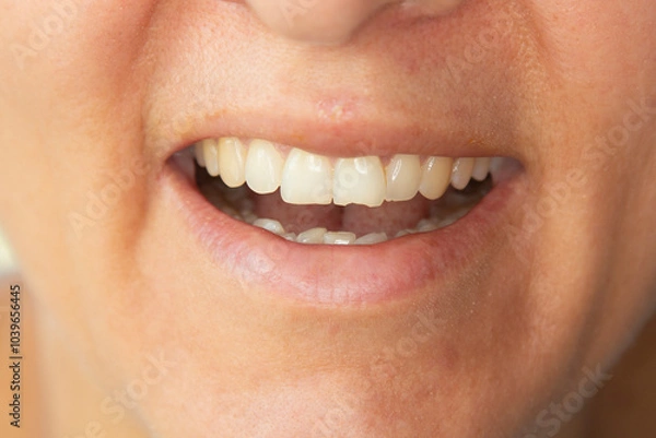 Obraz Close up of chipped tooth because of a bike accident
