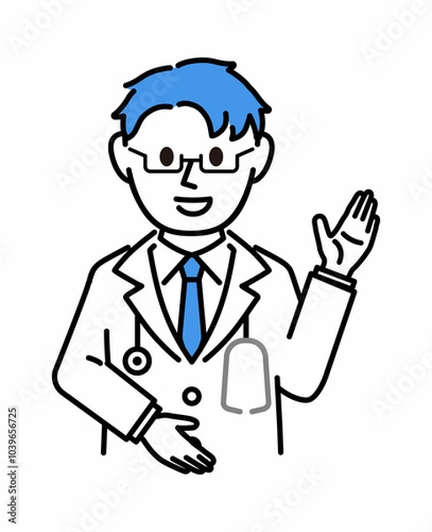 Fototapeta 白衣を着た説明する医者