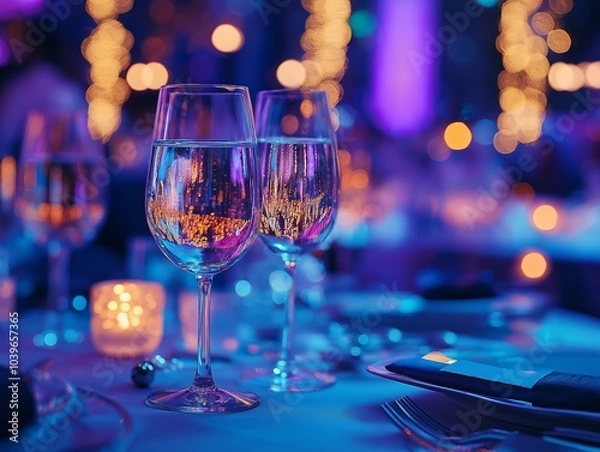 Obraz Close-up of a festive table at a New Year's Eve party with festive decorations