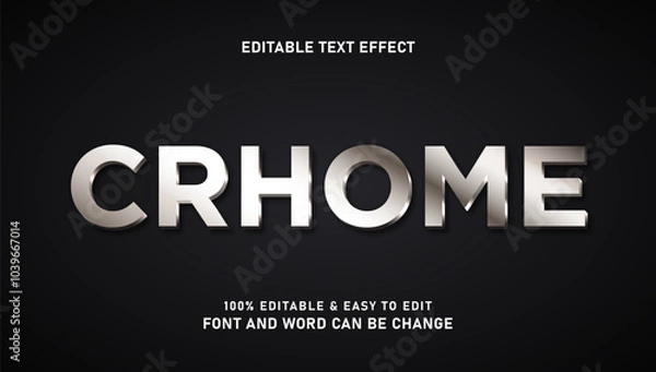 Fototapeta Chrome text effect with a modern and elegant 3D style that can be edited