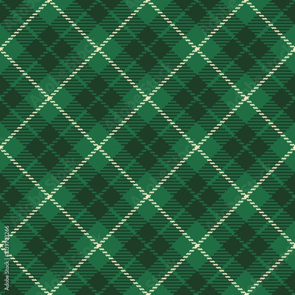 Fototapeta Retro St. Patrick's Day Irish Tartan green Raster Pattern. Traditional Ireland plaid diagonal seamless pattern.