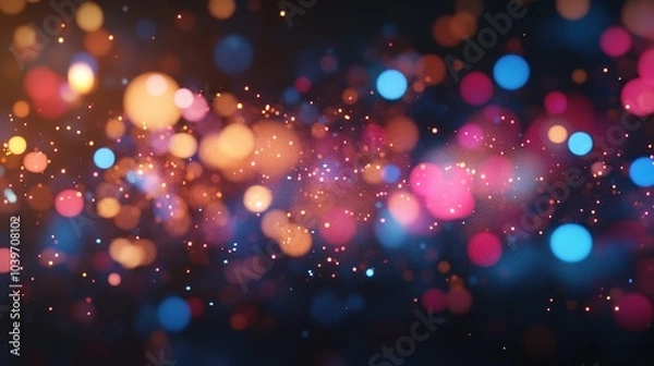 Fototapeta Stunning 3D Fireworks Bursting on Black Background with Colorful Glowing Light Effects and Bokeh, Ideal for New Year's Celebration Text Overlay