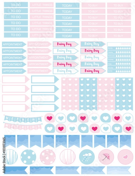 Obraz  Minimalistic printable planner stickers for all kind of planners ,notebooks,scrapbooks,school,paper,agendas,fabric etc.