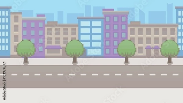 Obraz Pixel art empty city vector pattern background