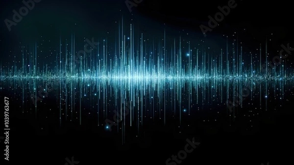 Obraz Abstract Soundwave Visualization with Glowing Particles