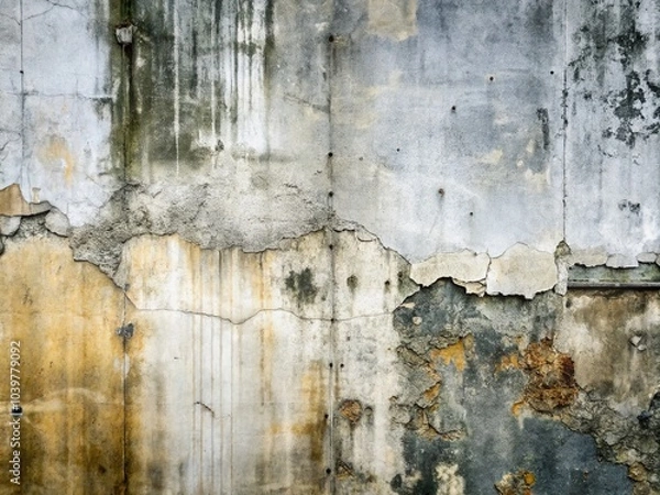 Fototapeta Abstract Double Exposure of Weathered Concrete Wall Textures in Gray and White Tones