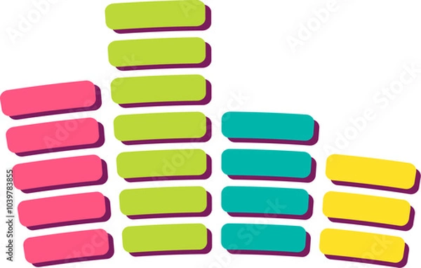 Fototapeta A vibrant vector illustration of colorful graphic tone control system in a joyful cartoon style. A lively music festival or celebration with joyous atmosphere. Music cafe or club decoration. Elements 