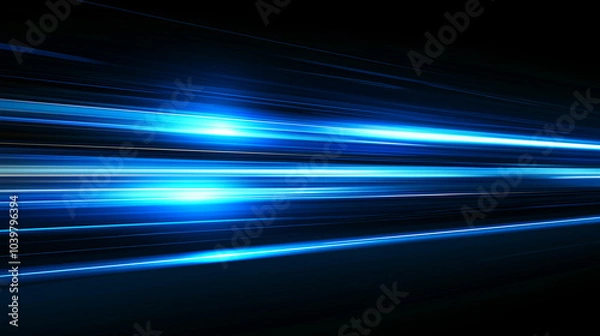Obraz Bright Glowing Blue Line on Plain Black background