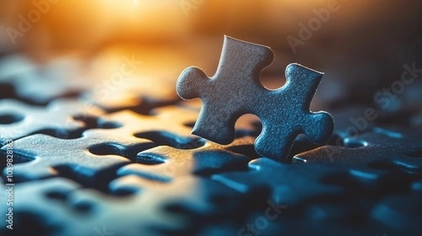 Fototapeta Floating Puzzle Piece on Dark Background
