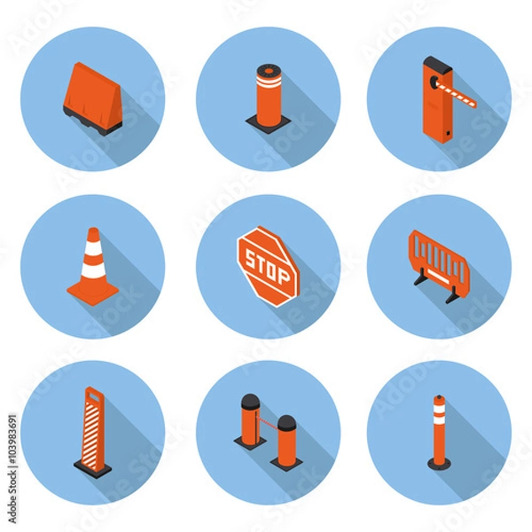 Obraz flat icons road equipment