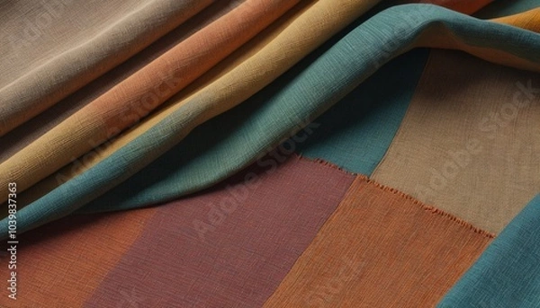 Obraz A textured canvas fabric laid out flat, emphasizing its strength and versatility for arts and crafts projects, Generative AI
