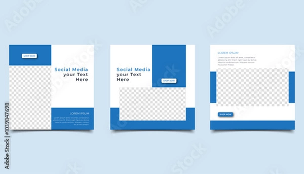 Fototapeta Set of Editable minimal square banner template. suitable for social media post and web internet ads. Vector illustration with photo design