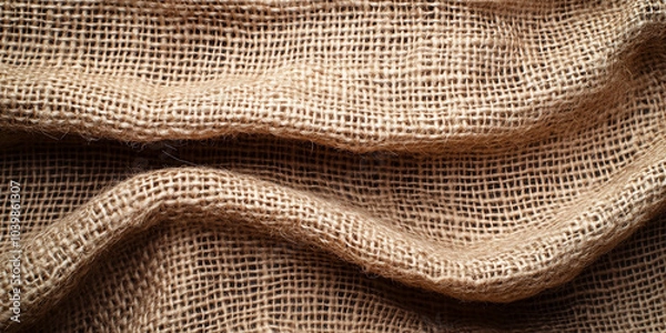Fototapeta Brown burlap texture background knitted with natural pattern. 