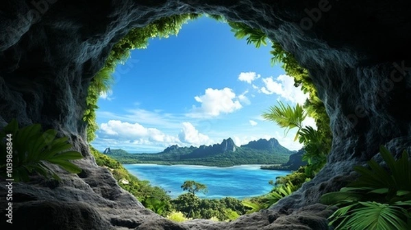 Fototapeta Tranquil View from an Underground Cave