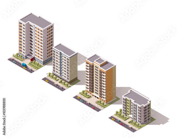Obraz Vector isometric buildings set