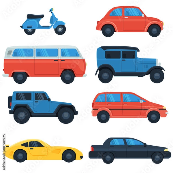 Obraz Flat car icon set