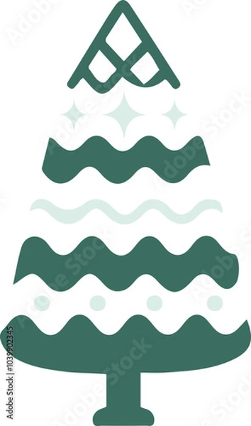 Obraz Christmas tree flat vector