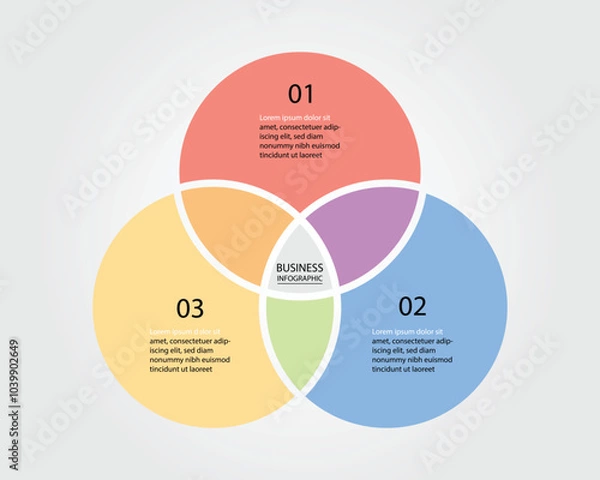 Fototapeta Business Infographic modern design template for banners and infographics for 3 gradient venn diagram circle step