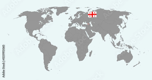 Fototapeta Pin map with Georgia flag on world map. Vector illustration.