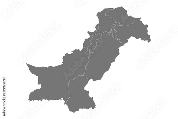 Fototapeta Pakistan administrative map. province map of Pakistan, blank Map, empty map of Pakistan. pak, pk