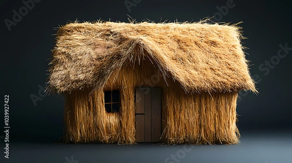 Obraz Straw house on a black background