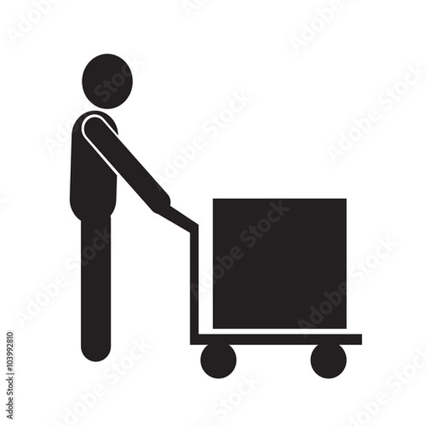 Fototapeta Man Moving Box Pictogram Icon Illustration design