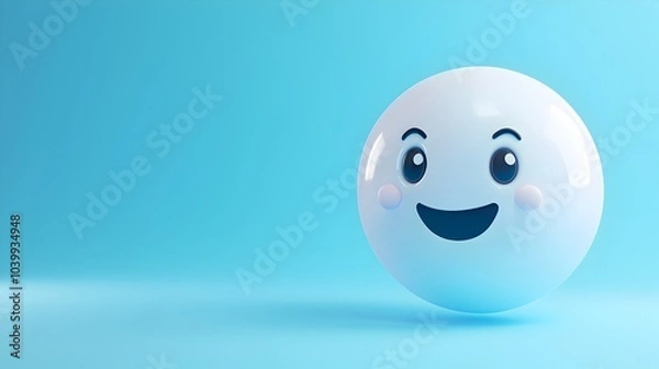 Fototapeta 3D Animated Happy Chat Bubble Icon Representing Customer Service or Business Communication