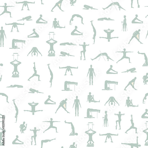 Fototapeta Yoga poses pattern in vector