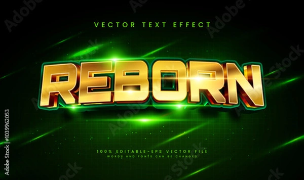 Fototapeta Elegant reborn editable vector text effect, suitable for green elegant theme.