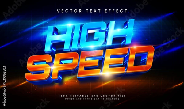 Fototapeta High speed modern editable vector text effect. Suitable for glowing light theme.