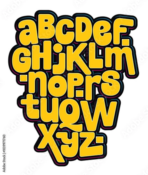 Obraz Vector hand drawn typeface in graffiti style.